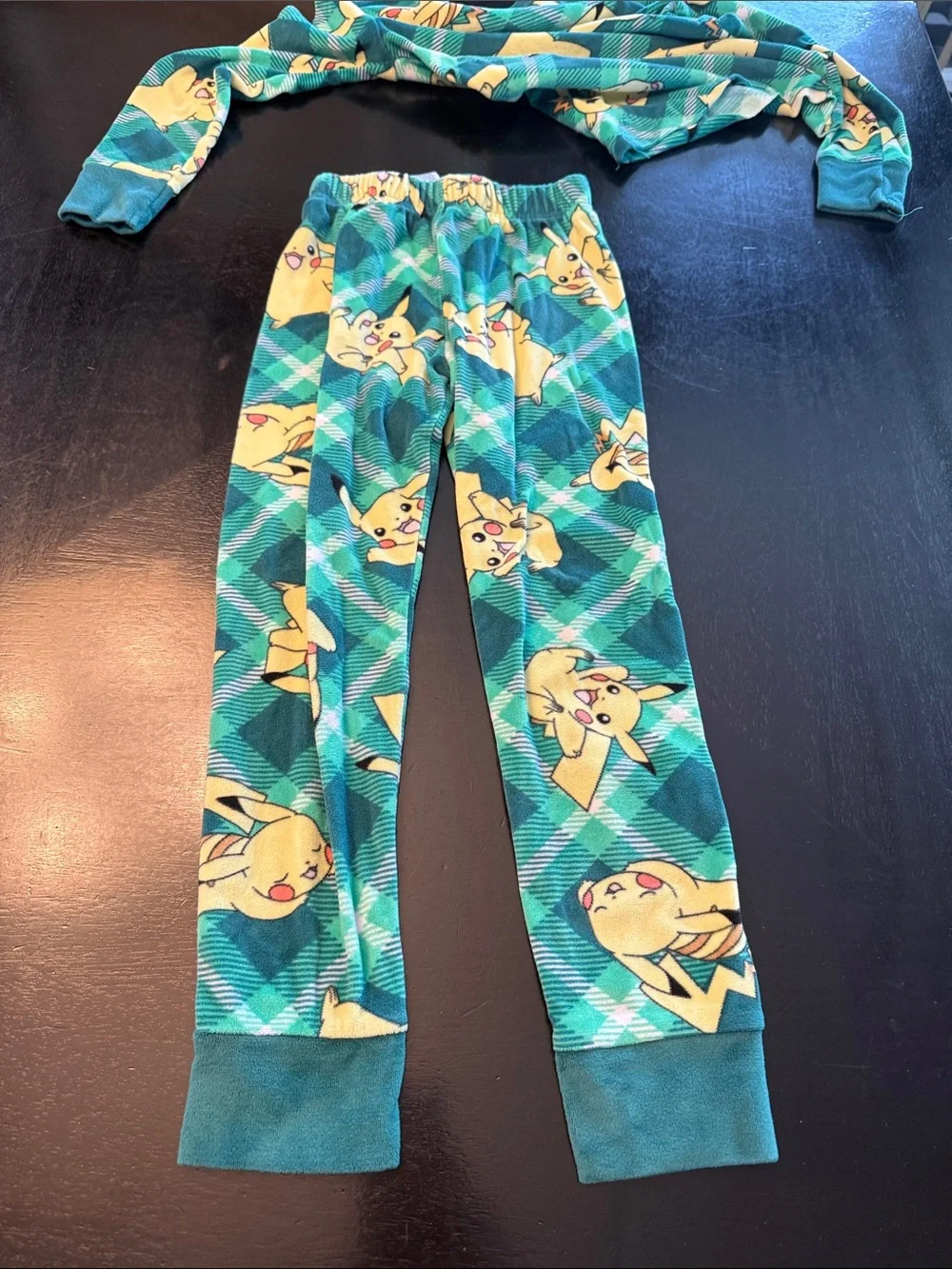 Green Plaid Pikachu Kids Pajama Set